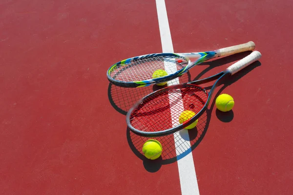 Tennis Balls Rackets Grass Court Stock Picture