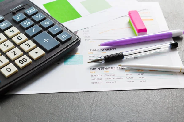 Calculator Zakelijke Tabel Controle Van Boekhouding Verslag Concept — Stockfoto