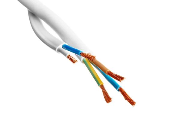 Elektrische Afgeschermde Kabel Met Veel Draden Geïsoleerd Witte Achtergrond — Stockfoto