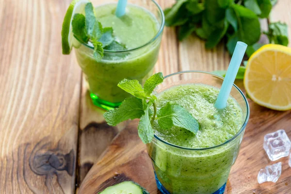 Zielony Koktajl Warzywny Zdrowa Dieta — Zdjęcie stockowe