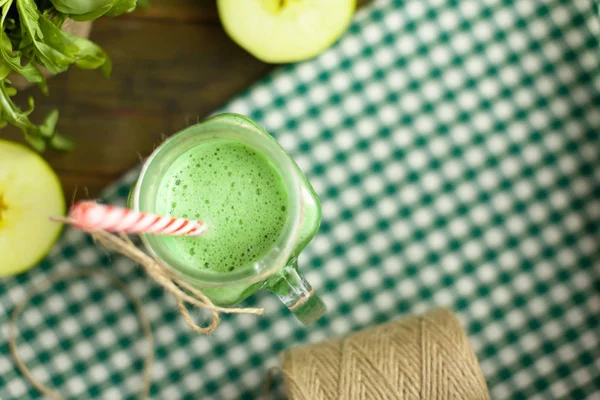 Bebida Batido Verde Fresca Dieta Saudável — Fotografia de Stock