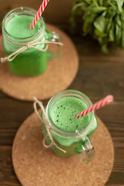 Boisson Smoothie Vert Frais Une Alimentation Saine — Photo