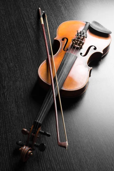 Стара Скрипка Чорному Фоні — стокове фото