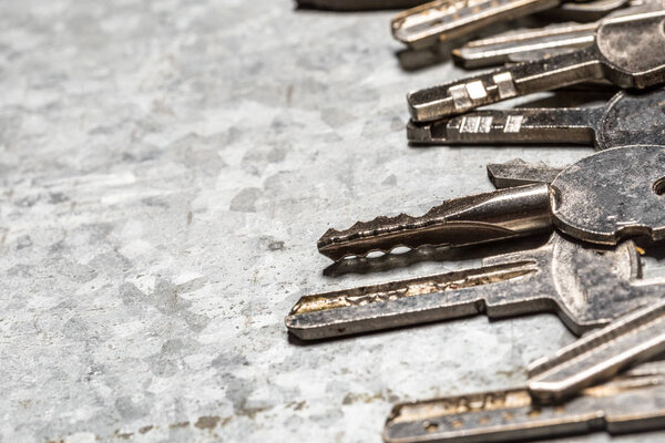 Old iron keys close up