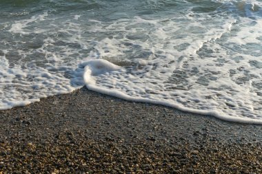 Deniz Taşlı bir plajda sörf.