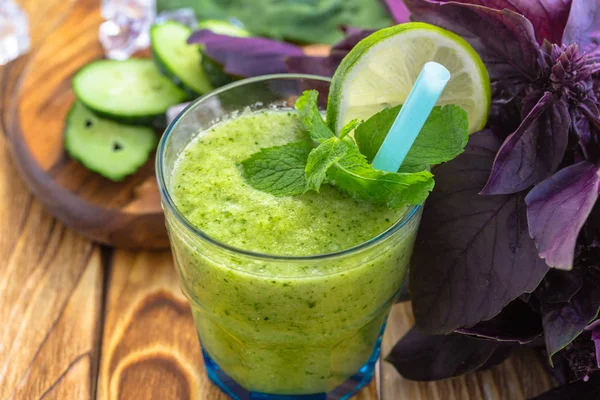 Grön Hälsosam Grönsak Smoothie — Stockfoto