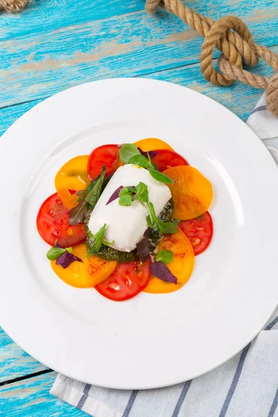 彩色沙拉 Caprese 奶酪和西红柿 — 图库照片