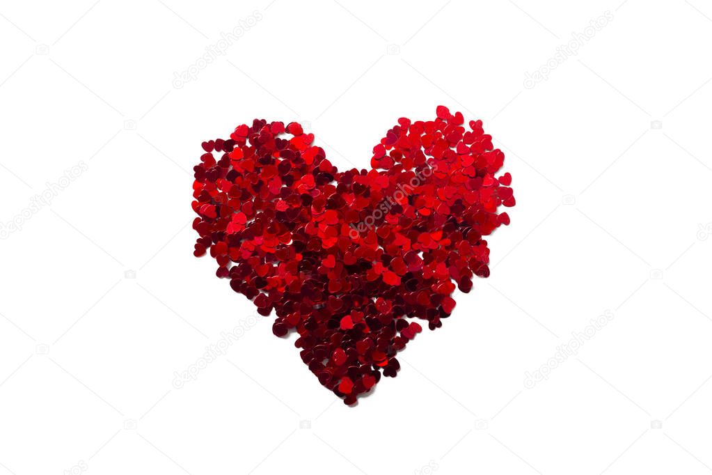 red heart-shaped paillettes