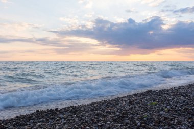 Deniz Taşlı bir plajda sörf.