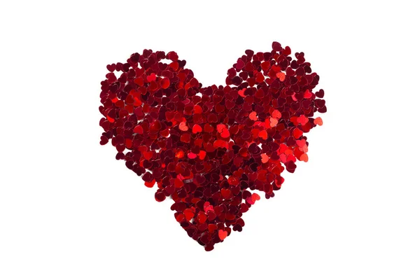 Paillettes Rojos Forma Corazón —  Fotos de Stock