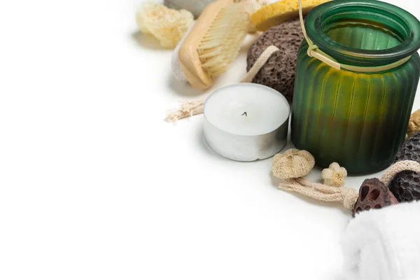 Conjunto Spa Aislado Sobre Fondo Blanco Cuidado Belleza — Foto de Stock