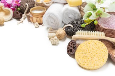 Spa izole üzerinde beyaz arka plan ayarlayın. Güzellik bakımı