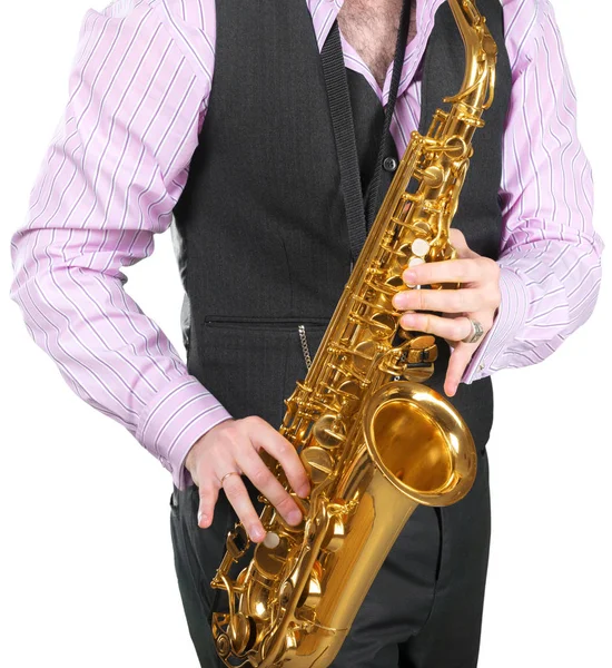 Hombre Tocando Saxofón — Foto de Stock
