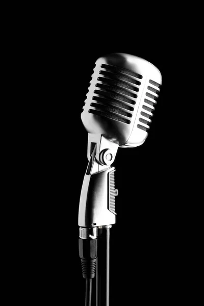 Microfone Vintage Sobre Fundo Preto — Fotografia de Stock
