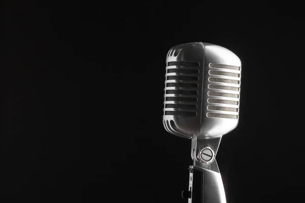 Vintage Microphone Black Background — Stock Photo, Image