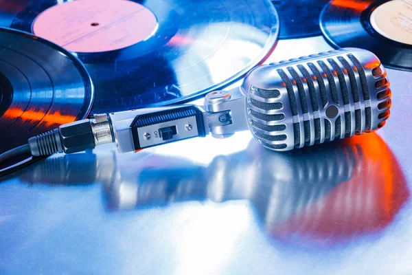 Microphone Segment Vinyl Records Stock Image