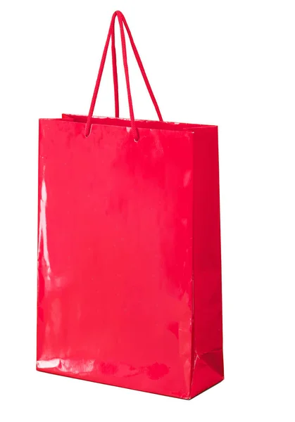 Rote Einkaufstasche Isoliert Auf Weißem Hintergrund — Stockfoto