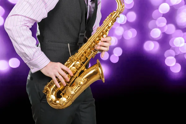 Saxofonista Jazz Actuación Escenario —  Fotos de Stock