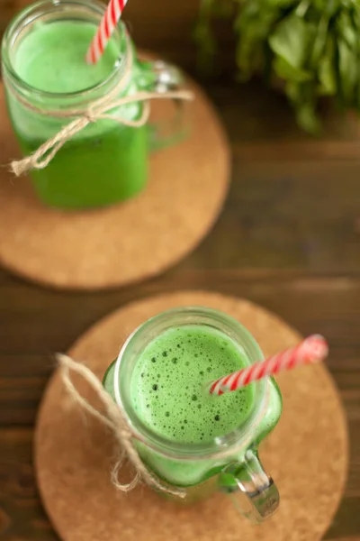 Bebidas Verdes Frescas Smoothy — Fotografia de Stock