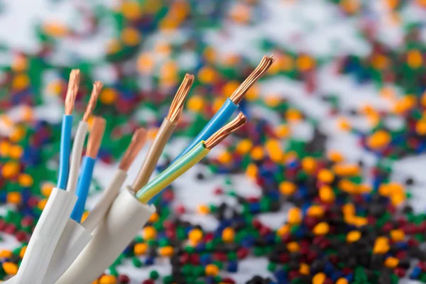 Colorful Plastic Polymer Granules Cable — Stock Photo, Image