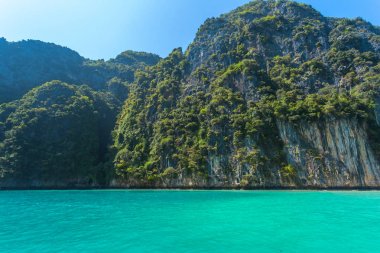 Güzel yeşil taşlar ve gündüz denizde