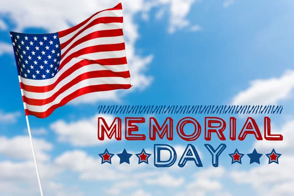 Lettering Happy Memorial Day Com Bandeira Americana Segundo Plano — Fotografia de Stock