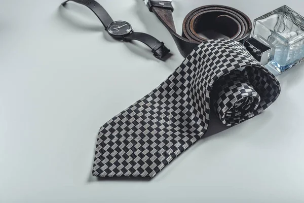 Conjunto Accesorios Masculinos Sobre Fondo Blanco — Foto de Stock