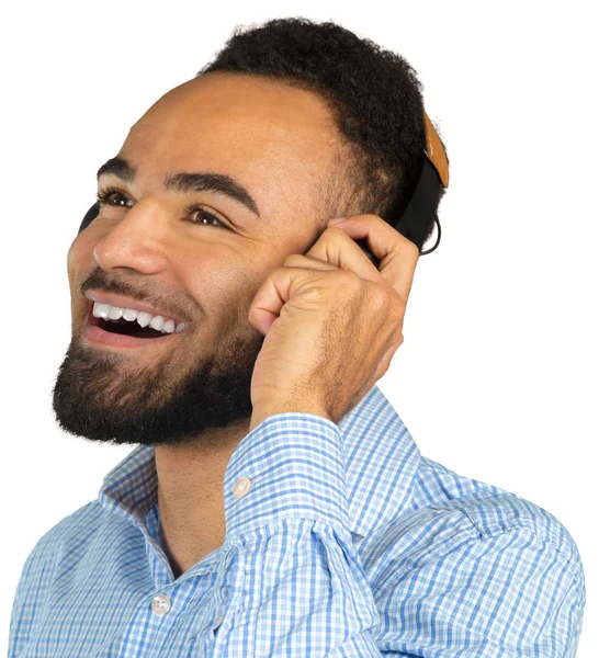 헤드폰으로 아프리카계 미국인 남자의 초상화 — 스톡 사진