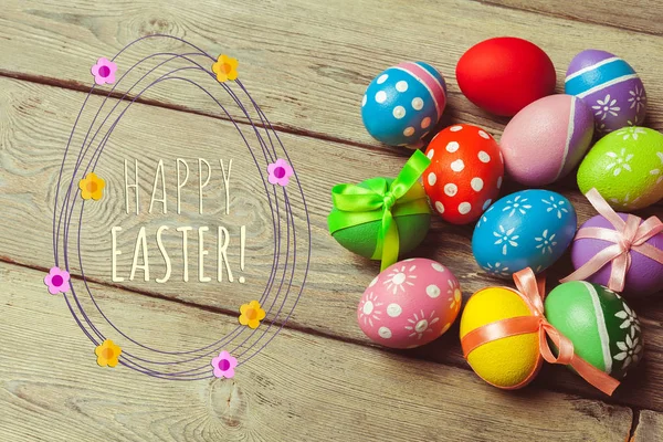 Fondo Colorido Feliz Pascua Con Huevos Pintados — Foto de Stock