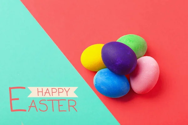 Fondo Colorido Feliz Pascua Con Huevos Pintados —  Fotos de Stock