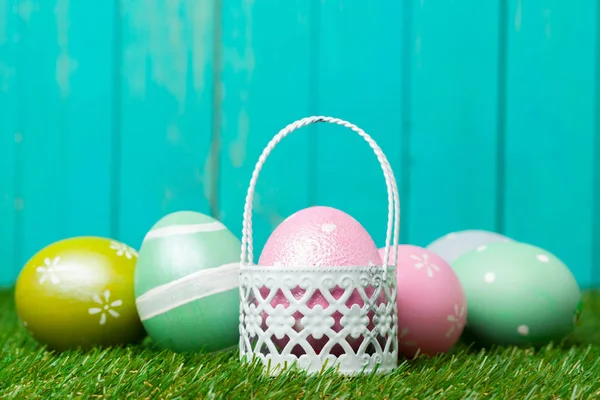 Hermosos Huevos Pascua Cerca — Foto de Stock