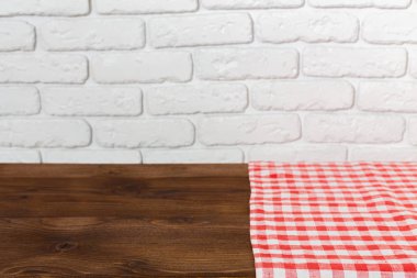 Arka plan boş ahşap masa masa örtüsü ile ile