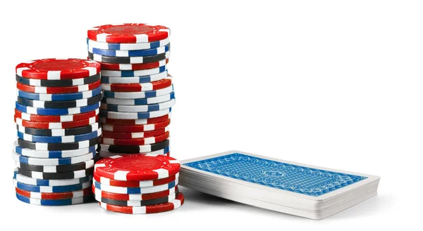 Casino Fişi Beyaz Arka Plan Üzerinde Izole Kart — Stok fotoğraf