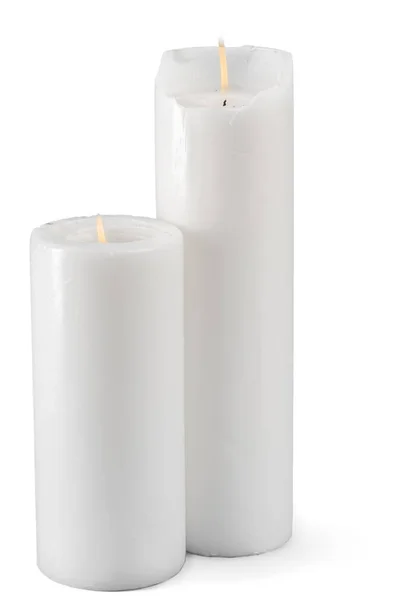 Candles Lights Isolated White Background — Stock Photo, Image