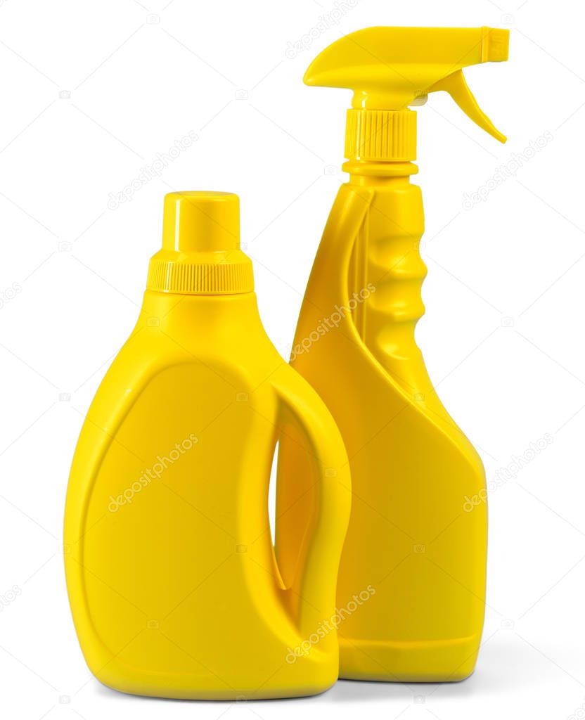 Washing and cleaning equipment on white background