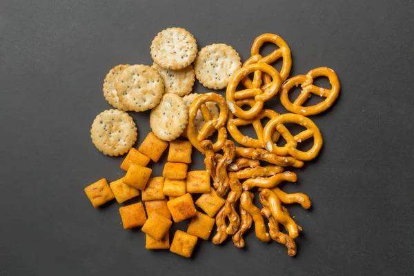 Zoute Snacks Zoutjes Chips Crackers — Stockfoto