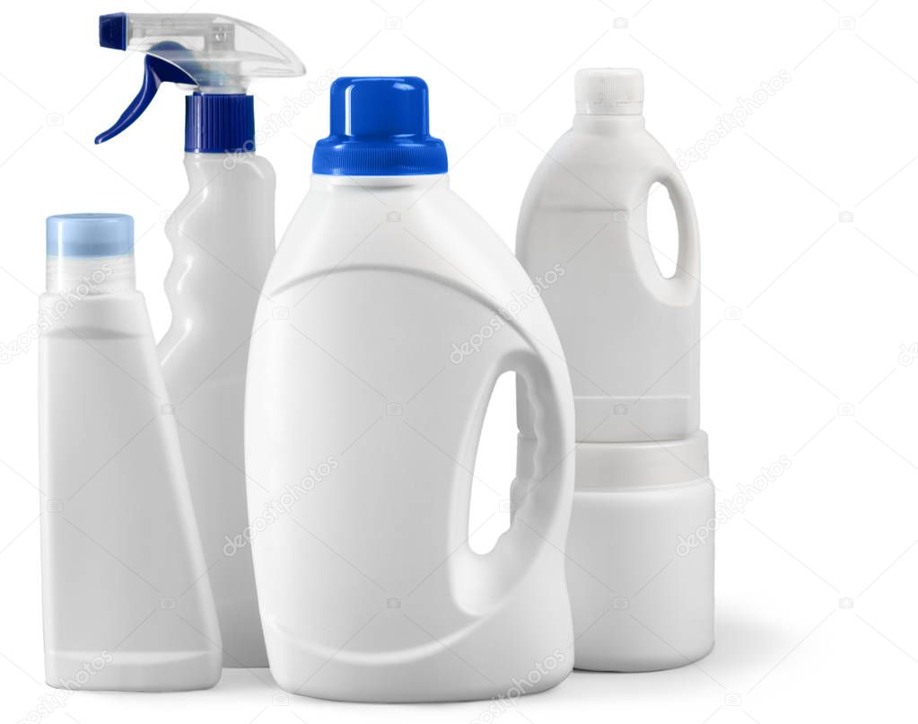 Washing and cleaning equipment on white background