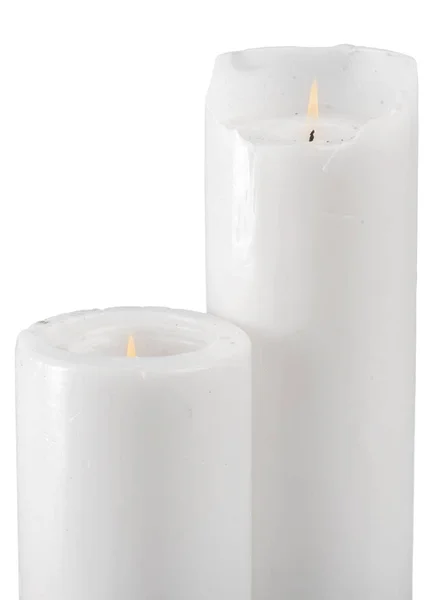 Candles Lights Isolated White Background — Stock Photo, Image