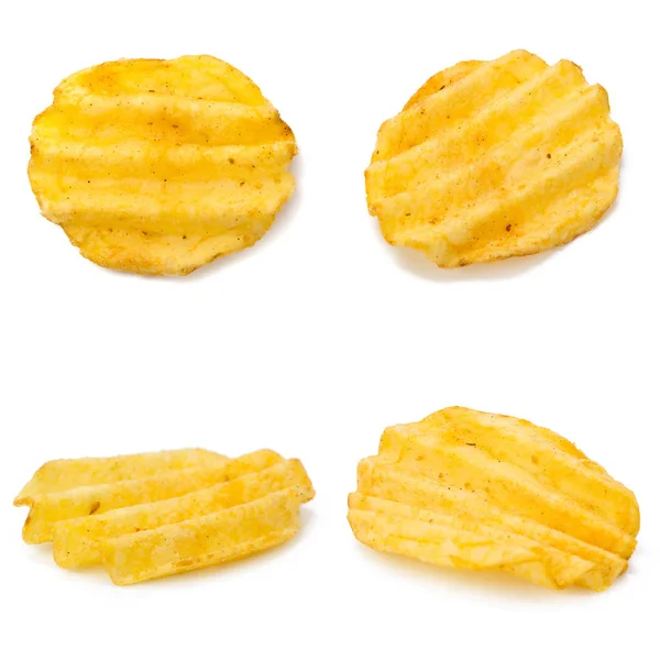 Collage Tasty Potato Chips — Stock Photo, Image