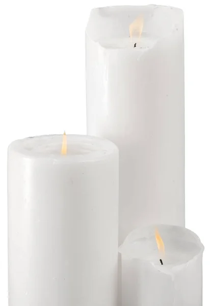 Svíčky Světla Izolované Bílém Pozadí — Stock fotografie