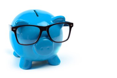 Mavi domuz kumbarası ya da para kutusu 