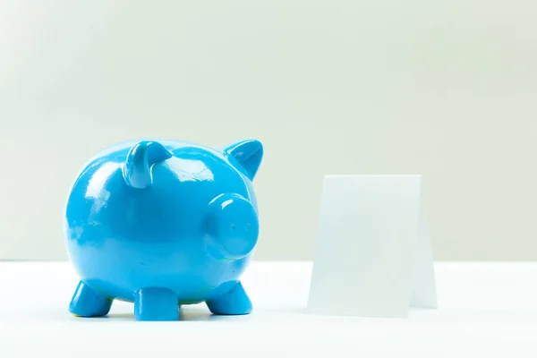 Blue Piggy Bank Caixa Dinheiro — Fotografia de Stock