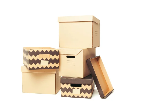 Cardboard Boxes Isolated White Background — Stock Photo, Image