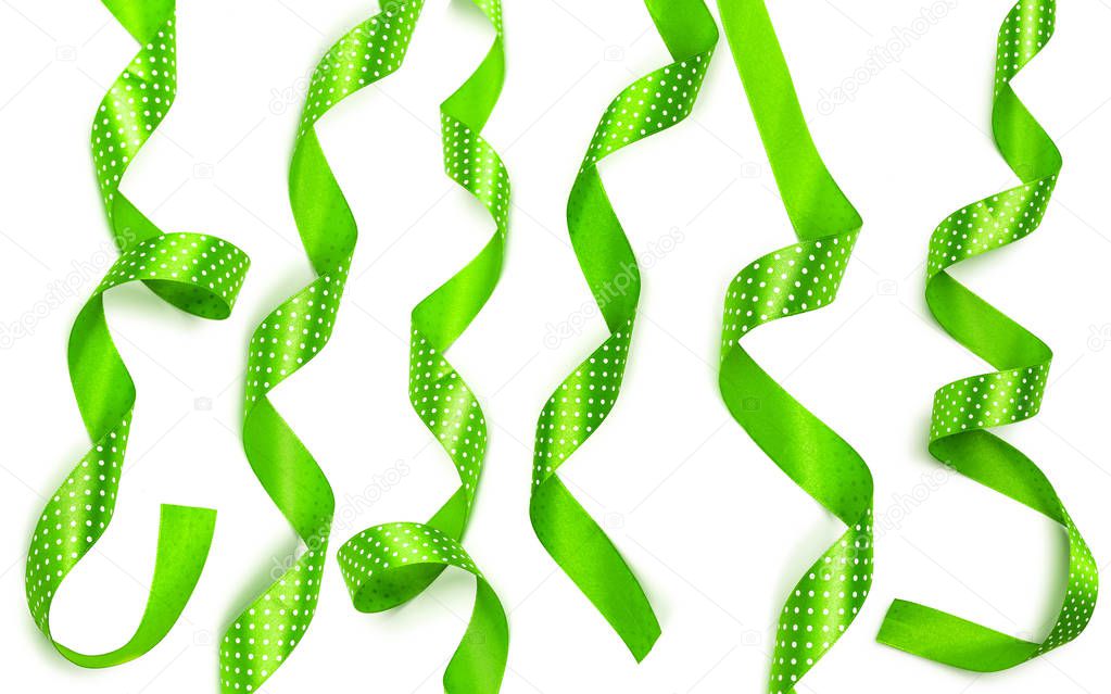 a green ribbons isolated on white background