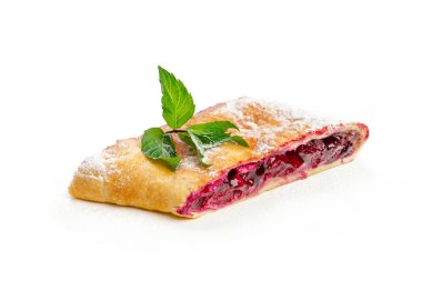 pasta dilimi üzerinde beyaz izole