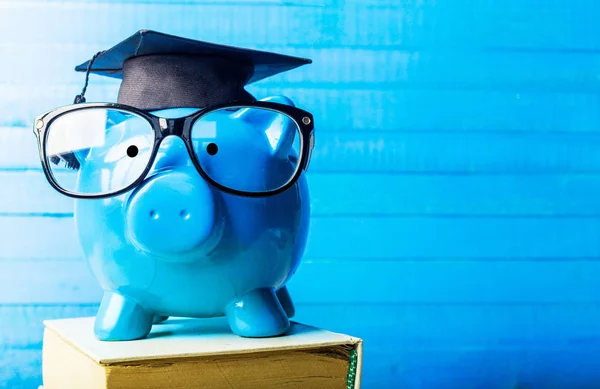 College graduate student diploma and piggy bank