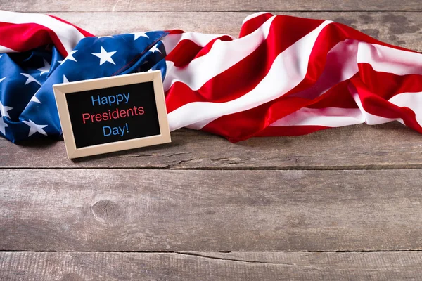 Teksti Onnellinen Presidentit Päivä Kirjoitettu Liitutaulu Lippu Yhdysvaltojen — kuvapankkivalokuva