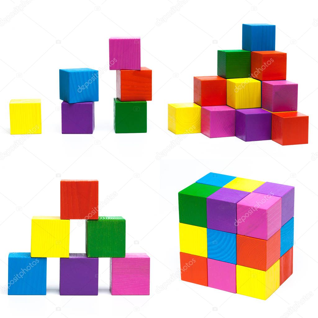 multicolor wooden game cubes