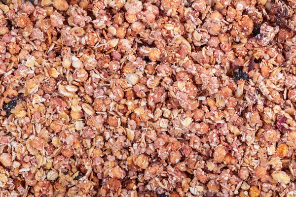 Biologische Zelfgemaakte Granola Cereal Met Haver Amandelen Bovenaanzicht — Stockfoto