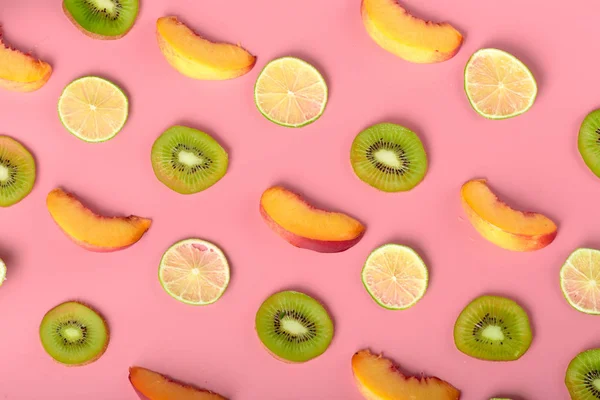 Food texture. Seamless pattern of fresh various fruits.